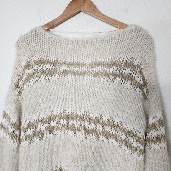 Free People Linus Stripe Pullover Sweater in Natural Combo Women's Size Small - Picture 8 of 10